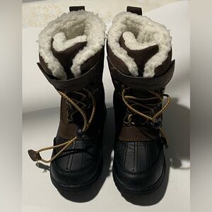 Eddie Bauer Brown and Black Fleece Lined Boots